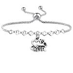 BEKECH Girls Cheerleading Bracelet Love to Cheer Charm Adjustable Slide Bracelet Cheer Team Spirit Cheer Jewelry Cheer Coach (silver)