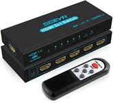 SGEYR HDMI Switch 5 Port V1.4 HDMI Switcher 5 in 1 Out HDMI Switch Selector Box with IR Upgraded Remote Control Support 4K 30Hz Ultra HD 3D 2160P 1080P HDMI 1.4 HDCP 1.4