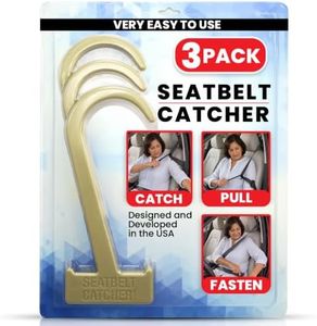 Gearu Seatbelt Catcher Seat Belt Aid Grabber - for Elderly & Disabled, Seatbelt Reacher Tool for Seniors with Back, Shoulder, or Elbow Injury, Easy Reach Mobility & Daily Living Aid, 3 Pack, Khaki