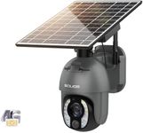 SOLIOM 5MP Security Camera Outdoor with 10X Optical Zoom, 4G LTE Cellular Security Cameras for Home Security with Battery & Solar Powered, Human Detection, Spotlight Color Night Vision, Auto Tracking