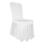 Trimming Shop Spandex Skirt Style White Chair Cover Stretch Fabric Removable Washable Protective Slipcovers For Weddings Banquets Ceremony Party Decor, 1pc