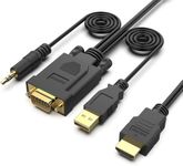 HDMI to VGA, Benfei Gold-Plated HDMI to VGA 3 Feet Cable with Power and Audio Compatible for Computer, Desktop, Laptop, PC, Monitor, Projector, HDTV, Chromebook, Raspberry Pi, Roku, Xbox