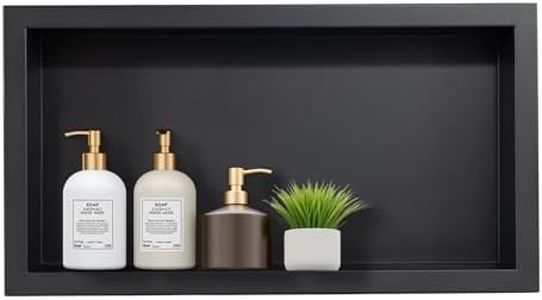 Cxforste Stainless Steel Shower Niche No Tile Needed Recessed, 24" x 12" Recessed Wall Niche Shelf for Bathroom Storage Black