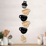 SHRADDHA SABURI ARTWORK Farmhouse Smile Cup and Cups Kitchen Wall Decor, Wall Reusable Sticker s, Reusable Sticker s Large, Set 6, Wood