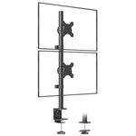 BONTEC Vertical Dual Monitor Desk Mount for 13-34 Inch Screens, Supports up to 10kg, with Full Motion Adjustability, Two Installation Options and Integrated Cable Management