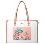 Strokes by Namrata Mehta Women Box Tote Bag | Vegan Leather And Relaxed Fit Canvas (Peachy Crane Paradise Box Tote Bag)