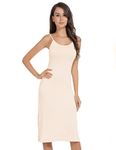 MANCYFIT Full Slip Dress for Women Spaghetti Strap Under Cami Slit Soft Sleeveless Nightgowns (Nude, Small)