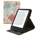 kwmobile Cover Compatible with Kobo Clara BW/Colour Case - Stand + Strap - Moroccan Vibes in Multicolor Blue/Red/Light Brown