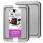 ThingsPlus Baking Trays for Oven Non Stick, Premium Quality Non-Stick Oven Tray Set with Teflon Coating, Carbon Steel Baking Tray Set of 2 for Cookies & Savories (33x23x2cm)