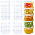 Menmamenma 50 Pack Small Containers with Lids for Storage Slime Containers Sauce Pots Plastic Leakproof Sauces Cups for Jars, Dips, Salads, Chutney, Restaurants, Takeaway, Catering (4oz/100ml)