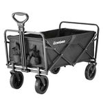 EchoSmile Collapsible Folding Wagon Cart, Heavy Duty 220Lbs Capacity Foldable Wagon, Outdoor Camping Grocery Portable Utility Cart, All Terrain Sports Beach Wagon