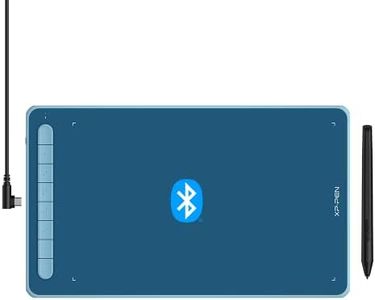 XP-Pen Deco LW 10x6 inch Graphic Tablet with Bluetooth Connectivity, Battery-Free X3 Chip Stylus and 8 Shortcut Keys Compatible with Chrome, Windows, Linux, Mac, and Android(Blue)