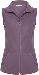 SeSe Code Fleece Vests for Women Full-Zip Sherpa Vest Outerwear with Pockets Winter Daily Casual Lounge Wear Simple Slim Cut Clothing Violet L