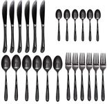 ANH MART Restaurant Home Hotel Matte Set, Satin Finish Stainless Steel Flatware Set, Tableware Cutlery Set Utensils for Kitchens [Dinner Fork-Tea Spoon-Salad Spoon-Knife] (Set of 24)