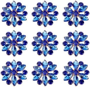 FINGERINSPIRE 10 botones de vástago de diamantes de imitación con patrón de flores, botones de aleación de diamantes de imitación para costura, botones de joyería de diamantes de imitación azules para