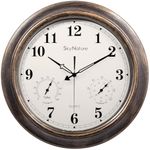 SkyNature Outdoor Clocks Waterproof, 18 Inch Large Wall Clocks with Thermometer for Patio, Silent Battery Operated Metal Indoor Outside Clocks for Living Room, Kitchen, Bedroom, Pool, Porch - Bronze