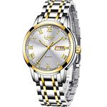 LIGE Mens Watches Fashion Waterproof Stainless Steel Analogue Quartz Watch Business Dresses Gold Automatic Calendar Wrist Watch for Men