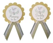 Amy's Bubbling Boutique, Inc. Koala Bear Baby Shower Mommy Daddy Sash Pins for family to wear at sprinkle Party Decorations, cardstock satin, no gemstone