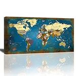 Large World Map Wall Art Nautical M