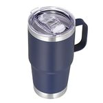 VEGOND 20 oz Tumbler with Handle Lid and Straw, Stainless Steel Insulated Travel Coffee Mug Spill Proof Double Wall Metal Tumbler Cup Keeps Drink Hot and Cold, Navy Blue 1 Pack