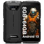 DOOGEE S41T (2024) Rugged Phone, Android 13 Rugged Smartphone, 6300mAh, 8GB + 64GB(1TB Expand) Octa-Core, 5.5" HD+ Display, 13MP Camera, 4G Dual SIM IP68 Waterproof Mobile Phones,Face ID, NFC - Black