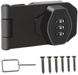 Keyless Cabinet Combination Lock, 3-Digit Combination Lock Twist Knob Hasp Latch Lock,Door Security Slide Latch Lock for Small Doors,Cabinets,Barn Door,Bathroom,Outdoor (3 Inch,Black)