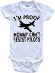 Really Awesome Shirts I'm Proof Mommy Can't Resist Pilots Baby Bodysuit - Funny Baby Bodysuit, 24 Months White