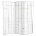 Oriental Furniture Small Size Low Height, 4-Feet Short Window Pane Shoji Privacy Screen Room Divider, 3 Panel White