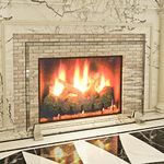 Premium Tempered Glass Fireplace Screen with Exclusive Beveled Edge | 29" H x 39" W Glass (30” H Installed) | Clear Glass, Metal Silver Base | The Ultimate in Home Elegance by Clearly Innovative