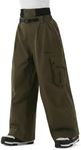 HIGH EXPERIENCE Snowboard Pants for Women Men Baggy Ski Pants Snow Loose Warm Insulated Winterproof Waterproof (Army Green, Small)