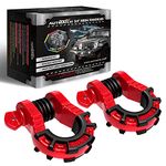 AUTMATCH Shackles 3/4" D Ring Shackle (2 Pack) 68,000Ibs Break Strength with 7/8" Screw Pin and Shackle Isolator & Washers Kit for Tow Strap Winch Off Road Vehicle Recovery Red