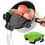 YEVIOR Clip on Strainer for Pots Pan Pasta Strainer, Silicone Food Strainer, Clip-on Kitchen Food Strainer for Pasta, Spaghetti, Adjustable Pots Pans and Bowls Strainers- 2PACK