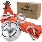 FINDMAG Super Strong Fishing Magnets, 1000 lb(453 kg) Pulling Force Double Sided Magnet Fishing Kit with Rope, Fishing Magnet Kit for Retrieving Items in River, Lake, Beach, Lawn - 2.95" Diameter