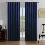 LumiLoom Velvet Blend 100% Blackout Curtains, Blue Soft Fluffy Thermal Insulated Window Treatment Drapes 96 Inch Long, Noise Canceling, Privacy Protection Curtains, 2 Panels Set, 52" W x 96" L