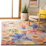 Safavieh Four Seasons Collection FRS468C Hand-Hooked Grey Orange Indoor/Outdoor Area Rug, 5 feet 7 feet (5' x 7)