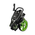 KVV 3 Wheel Foldable/Collapsible Golf Push Cart Ultra Lightweight Smallest Folding Size, New-Version Scorecard Holder(Black/Lime)