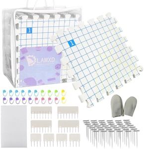 LAMXD Blocking Mats for Knitting - Extra Thick Blocking Boards with Grids with 8PCS Knitting blockers,100 T-pins and 20 Stitch Marker for Needlework or Crochet - Pack of 9