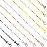 SANNIX 50 Pack 10 Colors Necklace Chains for Jewelry Making 18 Inches Bulk Cable Chain Necklace with Lobster Clasps for Crafts