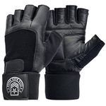 Weight Lifting Gloves - Soft Leather Gym Gloves With Wrist Support + Double Stitched Fingers And Palm - Breatheable Mesh Lycra On Back + Easy Open Finger Tab Size Adjuster, Size L