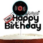 80s Vinyl Record Cake Topper for Man Woman 80s 90s Birthday Party Decorations 1980s 1990s Theme Party Supplies Retro Rock and Roll Music Note Cake Decorations