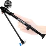 Hycline High Pressure Shock Pump with Gauge: 400 PSI Bicycle Pump for Front Fork & Rear Suspension - Mini Pump with Air Bleed for Road Mountain Bike Fits Schrader Valve - Black