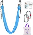 F.Life Aerial Yoga Hammock kit Include Daisy Chain,Carabiner and Pose Guide (Blue)