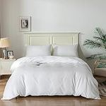 Good Nite Duvet Cover Bedding Quilt Cover Sets with Pillowcases Soft Microfiber Bed Cover Set (White, Double 200x200cm)