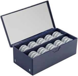 EYEPOCKET Daily Contact Lens Case - Travel Contact Case, Daily Lens Organizer, Flip Top Eye Contacts Carrier for Disposable Lenses & Dailies, Navy
