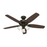 New Bronze/Harvest Mahogany : Hunter 53238 Builder Plus 52-Inch Ceiling Fan with Five Harvest Mahogany/Brazilian Cherry Blades and Swirled Marble Glass Light Kit, New Bronze