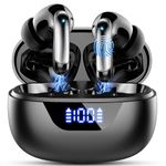 Wireless Earbuds, 2024 Bluetooth 5.3 Headphones 48H Playback Deep Bass with 4 ENC Noise Cancelling Mic, in Ear Earphones IP7 Waterproof, Wireless Headphones LED Display Ear Buds for Gym, Workout Black