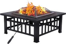 32 Inch Outdoor Metal Fire Pit, Squ