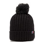 Berghaus Kids' Bobble Beanie with Soft Fleeve Lining, Cold Weather & Winter Hat for Boys' and Girls', Black, One Size