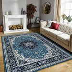 Online Bedding store Area Rugs – New luxury Beautiful modern traditional Area Rugs - Luxury Vintage Design carpet for hallway rugs (Blue, 160 * 230cm (5 ft 3 inch x 7 ft))