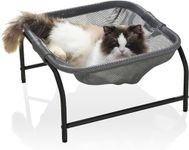 JUNSPOW Cat Bed Dog/Pet Hammock Bed Free-Standing Sleeping Bed Pet Supplies Whole Wash Stable Structure Detachable Excellent Breathability Easy Assembly Indoors Outdoors (Square(Gray), Medium)